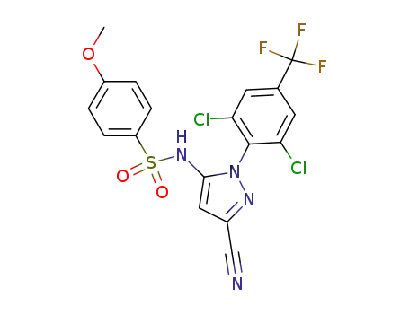 Molecular Structure of 870087-78-8 (Benzenesulfonamide,
N-[3-cyano-1-[2,6-dichloro-4-(trifluoromethyl)phenyl]-1H-pyrazol-5-yl]-4-
methoxy-)