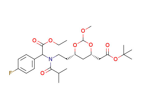 cis-t-butyl-2-ethoxy-3,5-dioxane-6-amino(N,N-((4-fluorobenzene)isobutyryl)-acetic acid)-heptanoate