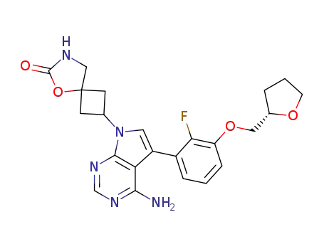 2-(4-amino-5-{2-fluoro-3-[(S)-1-(tetrahydro-furan-2-yl)methoxy]-phenyl}-pyrrolo[2,3-d]pyrimidin-7-yl)-5-oxa-7-aza-spiro[3.4]octan-6-one