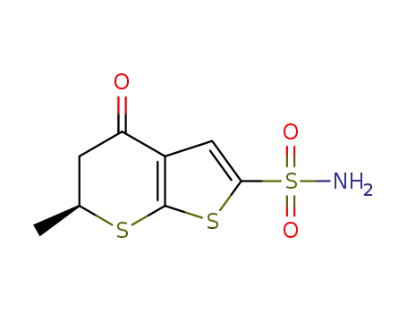 Molecular Structure of 1383784-43-7 ((6S)-4-Oxo-6-methyl-5,6-dihydro-4H-thieno[2,3-b]thiopyran-2-sulfonamide)