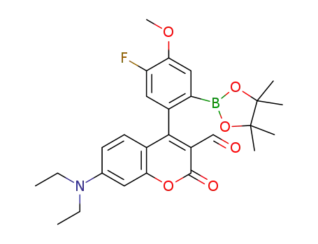 7-(diethylamino)-4-(5-fluoro-4-methoxy-2-(4,4,5,5-tetramethyl-1,3,2-dioxaborolan-2-yl)phenyl)-2-oxo-2H-chromene-3-carbaldehyde