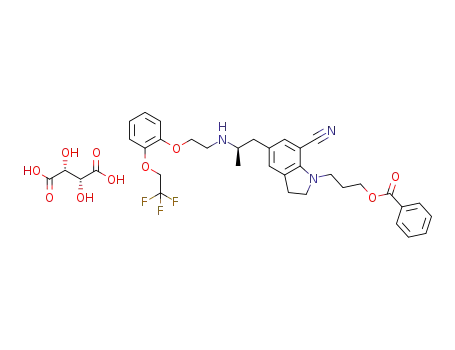 3-(7-cyano-5-[(2R)-2-(2-[2-(2,2,2-trifluoroethoxy)phenoxy]ethylamino)propyl]-2,3-dihydro-1H-indol-1-yl)propylbenzoate (2R,3R)-tartrate salt