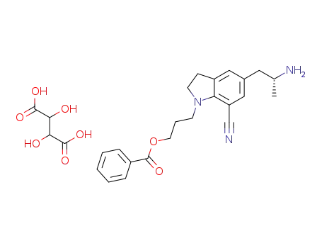 3-{7-cyano-5-[(2R)-2-aminopropyl]-2,3-dihydro-1H-indol-1-yl}propyl benzoate monotartarate