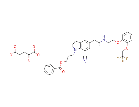 3-{7-cyano-5-[(2R)-2-({2-[2-(2,2,2-trifluoroethoxy)phenoxy]ethyl}amino)propyl]-2,3-dihydro-1H-indol-1-yl}propyl benzoate 2-oxoglutaric acid salt