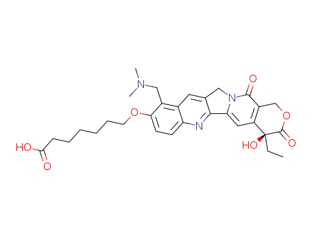 (S)-7-((10-((dimethylamino)methyl)-4-ethyl-4-hydroxy-3,14-dioxo-3,4,12,14-tetrahydro-1H-pyrano[3',4':6,7]indolizino[1,2-b]quinolin-9-yl)oxy)heptanoic acid