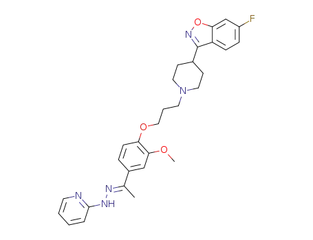 (E)-6-fluoro-3-(1-(3-(2-methoxy-4-(1-(2-(pyridin-2-yl)hydrazono)ethyl)phenoxy)propyl)piperidin-4-yl)benzo[d]isoxazole