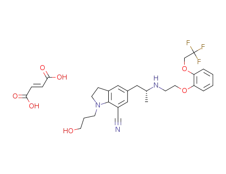 1-(3-hydroxypropyl)-5-(2R)-2-{2-[2-(2,2,2-trifluoroethoxy)phenoxy]ethyl}aminopropyl-2,3-dihydro-1H-indole-7-carbonitrile fumaric acid
