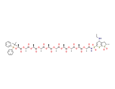 (2S)-1-{[(2S)-1-{[(2S)-1-{[(2S)-1-{[(2S)-1-{[(2S)-1-{[(2S)-1-{[(2S)-1-[(1S)-1-({[(2S,4S)-4-(ethylamino)-2-methyl-1,1-dioxo-2H,3H,4H-1λ6-thieno[2,3-b]thiopyran-6-yl]sulfonyl}carbamoyl)ethoxy]-1-oxopropan-2-yl]oxy}-1-oxopropan-2-yl]oxy}-1-oxopropan-2-yl]oxy}-1-oxopropan-2-yl]oxy}-1-oxopropan-2-yl]oxy}-1-oxopropan-2-yl]oxy}-1-oxopropan-2-yl]oxy}-1-oxopropan-2-yl (2S)-2-[(tert-butyldiphenylsilyl)oxy]propanoate