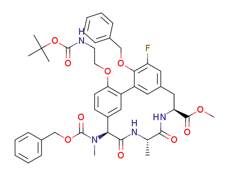 methyl (4S,7S,10S)-26-(benzyloxy)-10-(((benzyloxy)carbonyl)(methyl)amino)-16-(2-((tert-butoxycarbonyl)amino)ethoxy)-25-fluoro-7-methyl-6,9-dioxo-5,8-diaza-1,2(1,3)-dibenzenacyclodecaphane-4-carboxylate