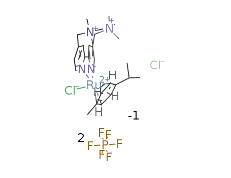 [Ru(cymene)(bis-4,4′-(trimethylaminomethyl)-2,2′-bipyridine)(Cl)]3+*Cl-*2PF6-