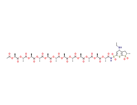 (2S)-1-{[(2S)-1-{[(2S)-1-{[(2S)-1-{[(2S)-1-{[(2S)-1-{[(2S)-1-{[(2S)-1-{[(2S)-1-{[(2S)-1-[(1S)-1-({[(2S,4S)-4-(ethylamino)-2-methyl-1,1-dioxo-2H,3H,4H-1λ6-thieno[2,3-b]thiopyran-6-yl]sulfonyl}carbamoyl)ethoxy]-1-oxopropan-2-yl]oxy}-1-oxopropan-2-yl]oxy}-1-oxopropan-2-yl]oxy}-1-oxopropan-2-yl]oxy}-1-oxopropan-2-yl]oxy}-1-oxopropan-2-yl]oxy}-1-oxopropan-2-yl]oxy}-1-oxopropan-2-yl]oxy}-1-oxopropan-2-yl]oxy}-1-oxopropan-2-yl (2S)-2-(acetyloxy)propanoate
