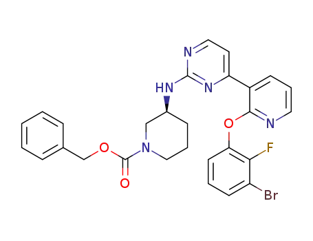 benzyl (3S)-3-((4-(2-(3-bromo-2-fluoro-phenoxy)-3-pyridyl)pyrimidin-2-yl)amino)piperidine-1-carboxylate