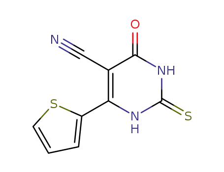 Molecular Structure of 109532-65-2 (2-MERCAPTO-6-OXO-4-(2-THIENYL)-1,6-DIHYDROPYRIMIDINE-5-CARBONITRILE)