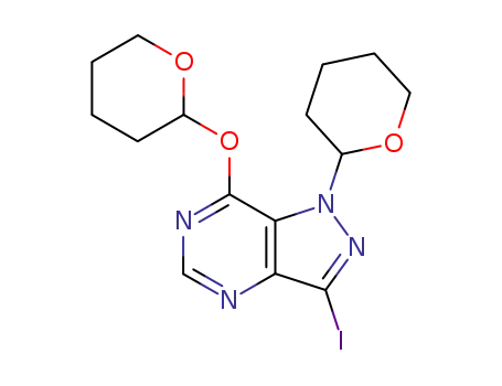 3-iodo-1-(tetrahydropyran-2-yl)-7-<(tetrahydropyran-2-yl)oxy>pyrazolo<4,3-d>pyrimidine