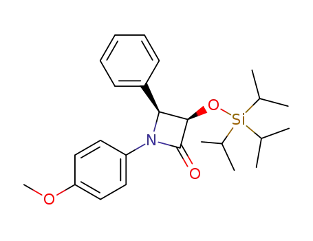 Molecular Structure of 144465-78-1 (2-Azetidinone,
1-(4-methoxyphenyl)-4-phenyl-3-[[tris(1-methylethyl)silyl]oxy]-, (3R,4S)-)