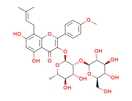 4H-1-Benzopyran-4-one,3-[(6-deoxy-2-O-b-D-glucopyranosyl-a-L-mannopyranosyl)oxy]-5,7-dihydroxy-2-(4-methoxyphenyl)-8-(3-methyl-2-buten-1-yl)-