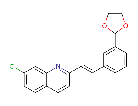 Molecular Structure of 143816-71-1 (Quinoline, 7-chloro-2-[2-[3-(1,3-dioxolan-2-yl)phenyl]ethenyl]-, (E)-)