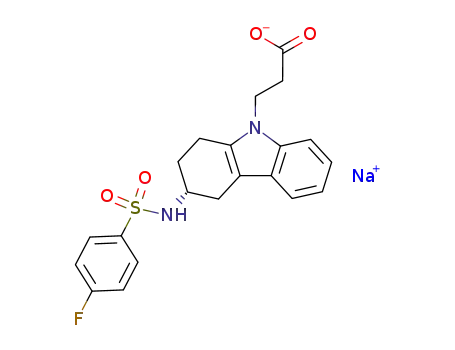 (3R)-3-(4-fluorophenylsulfonamido)-1,2,3,4-terahydro-9-carbazolepropanoic acid sodium salt