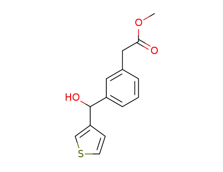 Molecular Structure of 142327-16-0 (Benzeneacetic acid, 3-(hydroxy-3-thienylmethyl)-, methyl ester)