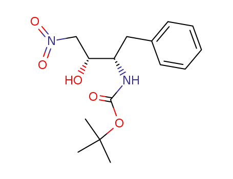 Molecular Structure of 161282-72-0 (Carbamic acid, [(1S,2R)-2-hydroxy-3-nitro-1-(phenylmethyl)propyl]-,
1,1-dimethylethyl ester)