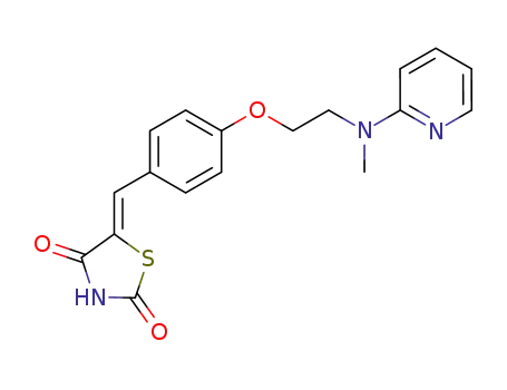 Molecular Structure of 160596-25-8 (Rosiglitazone Related Compound A (25 mg) ((5Z)-5-{[4-({2-[methyl(2-pyridinyl)amino]ethyl}oxy)phenyl]methylidene}-1,3-thiazolidine-2,4-dione))