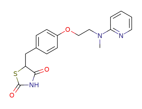 Molecular Structure of 122320-73-4 (2,4-Thiazolidinedione,5-[[4-[2-(methyl-2-pyridinylamino)ethoxy]phenyl]methyl]-)