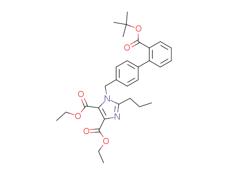 Molecular Structure of 144690-85-7 (1H-Imidazole-4,5-dicarboxylic acid,
1-[[2'-[(1,1-dimethylethoxy)carbonyl][1,1'-biphenyl]-4-yl]methyl]-2-propyl-,
diethyl ester)