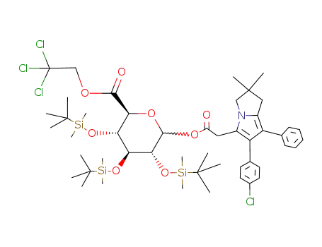 (2S,3R,4S,5R)-3,4,5-Tris-(tert-butyl-dimethyl-silanyloxy)-6-{2-[2-(4-chloro-phenyl)-6,6-dimethyl-1-phenyl-6,7-dihydro-5H-pyrrolizin-3-yl]-acetoxy}-tetrahydro-pyran-2-carboxylic acid 2,2,2-trichloro-ethyl ester