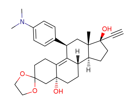 3,3-ethylenedioxy-5α,17β-dihydroxy-11β-[4-(N,N-dimethylamino)phenyl]-19-nor-17α-pregn-9-ene-21-ethyne