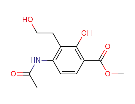 Molecular Structure of 202664-85-5 (Methyl 4-acetaMido-2-hydroxy-3-(2-hydroxyethyl)benzoate)