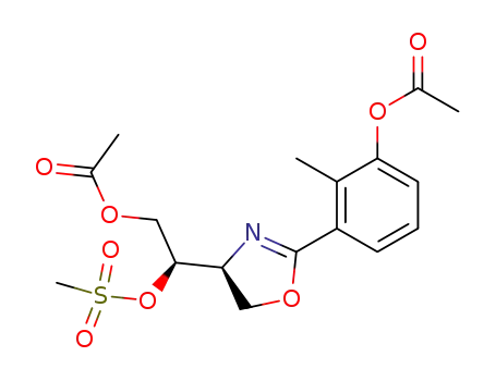 Molecular Structure of 188936-06-3 (1,2-Ethanediol,1-[(4S)-2-[3-(acetyloxy)-2-methylphenyl]-4,5-dihydro-4-oxazolyl]-,2-acetate 1-methanesulfonate, (1R)-)