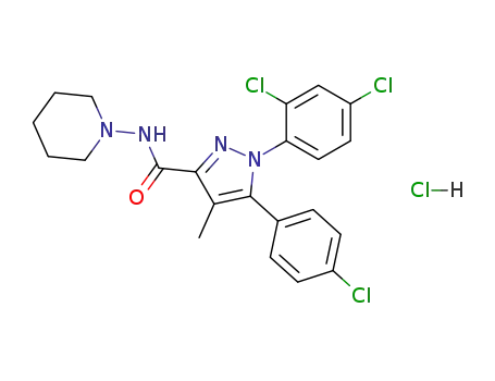 1H-Pyrazole-3-carboxamide,5-(4-chlorophenyl)-1-(2,4-dichlorophenyl)-4-methyl-N-1-piperidinyl-,hydrochloride (1:1)