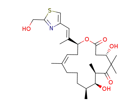 Molecular Structure of 252981-50-3 ((4S,7R,8S,9S,13Z,16S)-4,8-Dihydroxy-5,5,7,9,13-pentamethyl-16-[(E)-1-methyl-2-[2-(hydroxymethyl)-4-thiazolyl]ethenyl]-1-oxacyclohexadec-13-ene-2,6-dione)