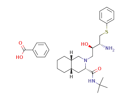 (2R,3R)-4-((3S,4aS,8aS)-3-(tertbutylcarbamoyl)octahydroisoquinolin-2(1H)-yl)-3-hydroxy-1-(phenylthio)butan-2-aminium benzoate