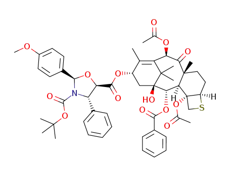 5(20)-deoxy-5(20)-sulfanyl-7-deoxy-13-[[(4S,5R)-2-(4-methoxyphenyl)-3-(tert-butyloxycarbonyl)-4-phenyl-1,3-oxazolidin-5-yl]carbonyl]baccatin III