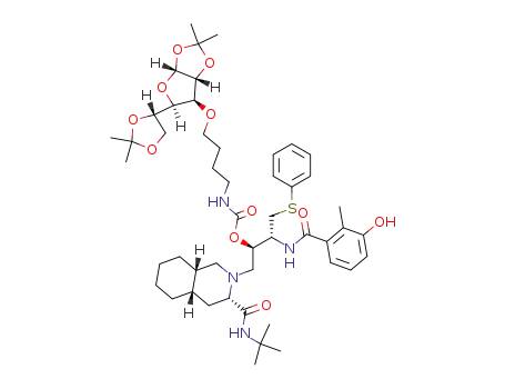 [4-[3-O-(1,2:5,6-di-O-isopropylidene-α-D-glucofuranose)]-butyl]carbamic acid 1(R)-[3(S)-tert-butylcarbamoyloctahydro-4a(S),8a(S)-isoquinolin-2-ylmethyl]-2(S)-(3-hydroxy-2-methylbenzoylamino)-3-phenylsulfanylpropyl ester