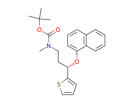 Molecular Structure of 597581-32-3 (Carbamic acid, methyl[(3S)-3-(1-naphthalenyloxy)-3-(2-thienyl)propyl]-,
1,1-dimethylethyl ester)