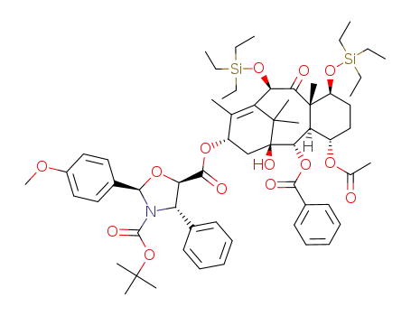 2-(4-methoxy-phenyl)-4-phenyl-oxazolidine-3,5-dicarboxylic acid 5-(4-acetoxy-2-benzoyloxy-1-hydroxy-8,12,15,15-tetramethyl-9-oxo-7,10-bis-triethylsilanyloxy-tricyclo[9.3.1.03,8]pentadec-11-en-13-yl) ester 3-tert-butyl ester