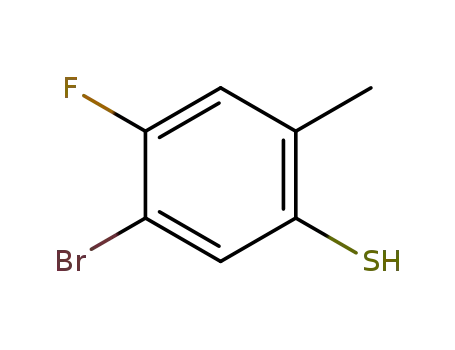 Molecular Structure of 873922-26-0 (Benzenethiol, 5-bromo-4-fluoro-2-methyl-)