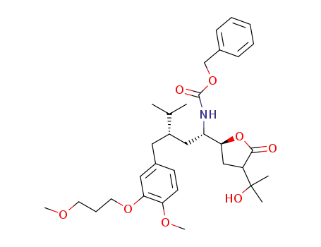 {(1S,3S)-1-[(S)-4-(1-Hydroxy-1-methyl-ethyl)-5-oxo-tetrahydro-furan-2-yl]-3-[4-methoxy-3-(3-methoxy-propoxy)-benzyl]-4-methyl-pentyl}-carbamic acid benzyl ester