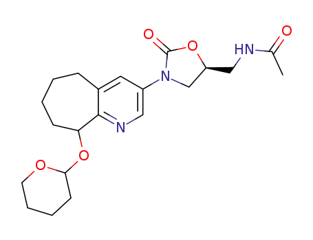 N-{2-oxo-3-[9-(tetrahydro-pyran-2-yloxy)-6,7.8.9-tetrahydro-5H-cyclohepta[b]pyridin-3-yl]-oxazolidin-5(S)-ylmethyl}-acetamide