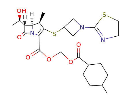 3-[1-(4,5-dihydro-thiazol-2-yl)-azetidin-3-ylsulfanyl]-6-(1-hydroxy-ethyl)-4-methyl-7-oxo-1-aza-bicyclo[3.2.0]hept-2-ene-2-carboxylic acid 4-methyl-cyclohexanecarbonyloxymethyl ester