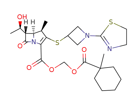 3-[1-(4,5-dihydro-thiazol-2-yl)-azetidin-3-ylsulfanyl]-6-(1-hydroxy-ethyl)-4-methyl-7-oxo-1-aza-bicyclo[3.2.0]hept-2-ene-2-carboxylic acid 1-methyl-cyclohexanecarbonyloxymethyl ester