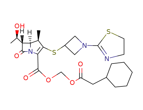 3-[1-(4,5-dihydro-thiazol-2-yl)-azetidin-3-ylsulfanyl]-6-(1-hydroxy-ethyl)-4-methyl-7-oxo-1-aza-bicyclo[3.2.0]hept-2-ene-2-carboxylic acid cyclohexylacetoxymethyl ester