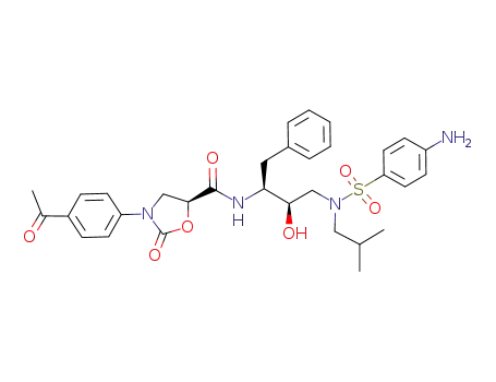 3-(4-acetyl-phenyl)-2-oxo-oxazolidine-5-carboxylic acid {3-[(4-amino-benzenesulfonyl)-isobutyl-amino]-1-benzyl-2-hydroxy-propyl}-amide