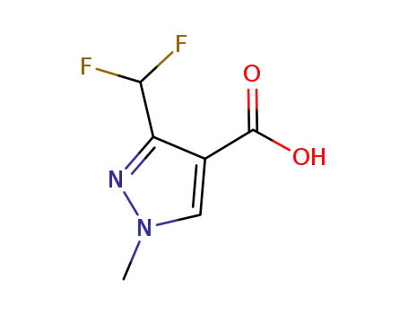 Molecular Structure of 176969-34-9 (3-(Difluoromethyl)-1-methyl-1H-pyrazole-4-carboxylic acid)