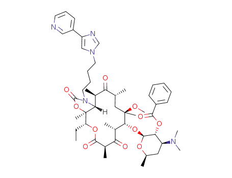 2'-benzoyl-11-amino-11-N-[4-[4-(3-pyridyl)imidazol-1-yl]butyl]-11-deoxy-5-O-desosaminyl-6-O-methylerythronolide A 11,12-cyclic carbamate