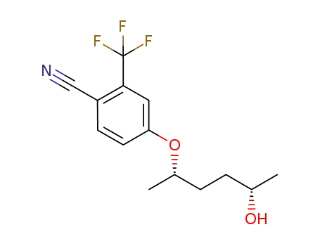 Molecular Structure of 862582-50-1 (Benzonitrile,
4-[[(1S,4S)-4-hydroxy-1-methylpentyl]oxy]-2-(trifluoromethyl)-)