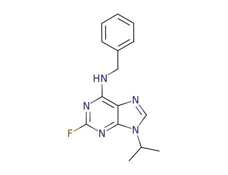 Molecular Structure of 482615-52-1 (9H-Purin-6-amine, 2-fluoro-9-(1-methylethyl)-N-(phenylmethyl)-)