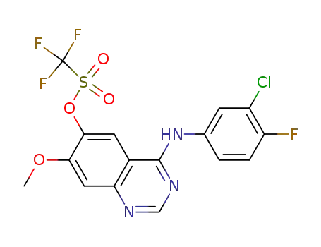 Molecular Structure of 451494-86-3 (Methanesulfonic acid, trifluoro-,
4-[(3-chloro-4-fluorophenyl)amino]-7-methoxy-6-quinazolinyl ester)